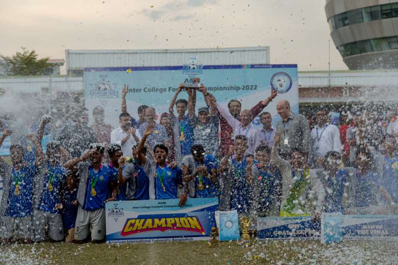BAF Shaheen College is the champion of the AIUB Intercollege Football Championship-2022