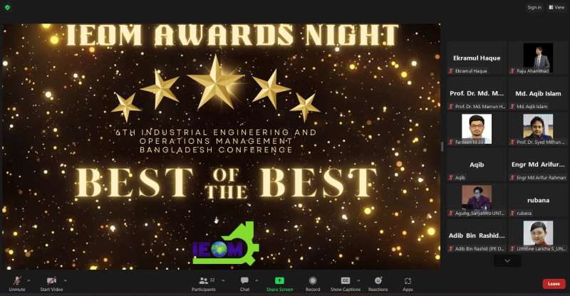 Achievement of AIUB Faculty Member in 6th Industrial Engineering and Operations Management (IEOM) Bangladesh Conference