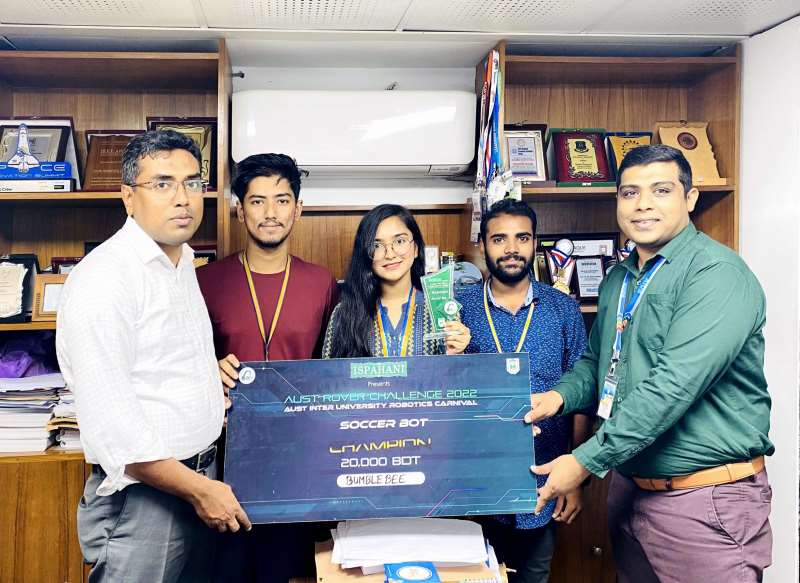 EEE Students won Soccer Bot Championship  in AUST Rover Challenge 2022