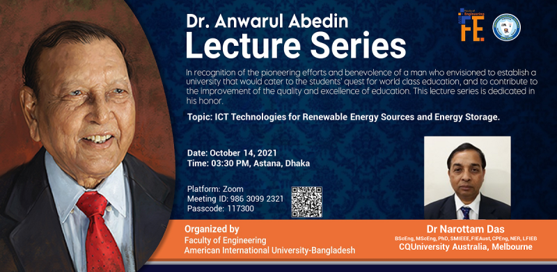 Dr. Anwarul Abedin Lecture Series “ICT Technologies for Renewable Energy Sources and Energy Storage”