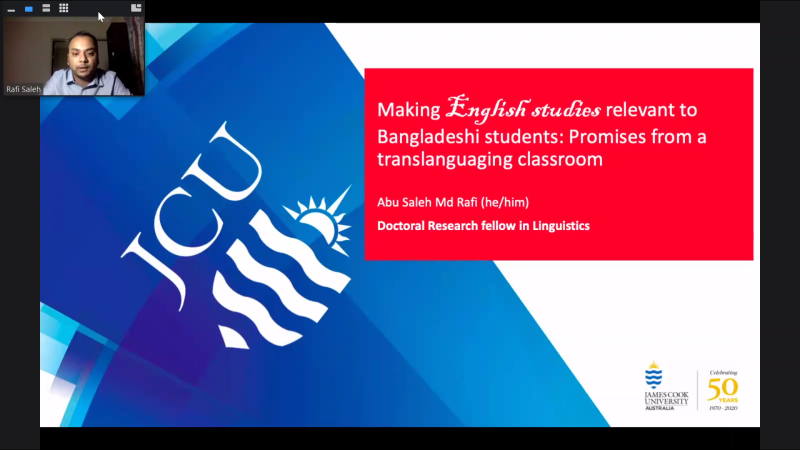 Webinar in English Department on “Making English studies relevant to Bangladeshi students: Promises from a translanguaging classroom”
