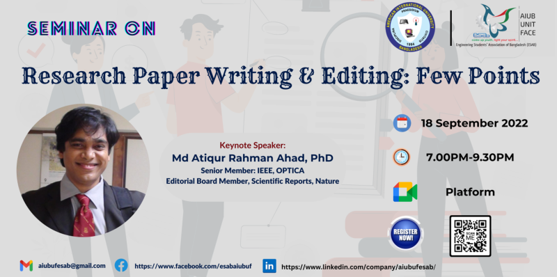 Webinar On “Research Paper Writing & Editing: Few Points”