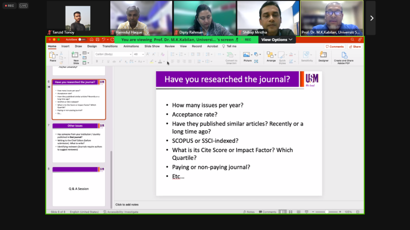 English Department arranged workshop on “Guide to Scopus Publication”