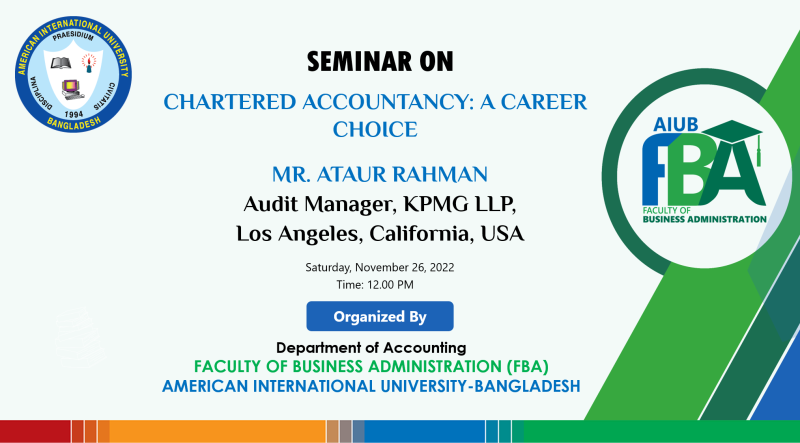 FBA Organized Webinar on “Chartered Accountancy: A Career Choice”