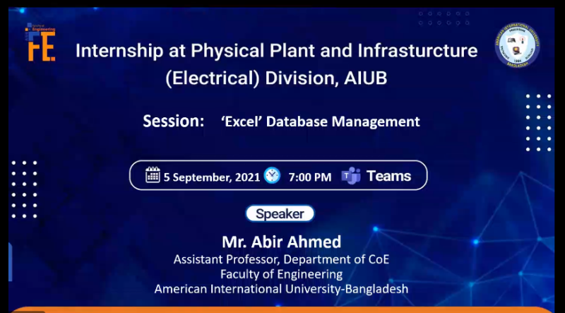 FACULTY OF ENGINEERING ORGANIZED A TECHNICAL SESSION TITLED “EXCEL DATABASE MANAGEMENT”