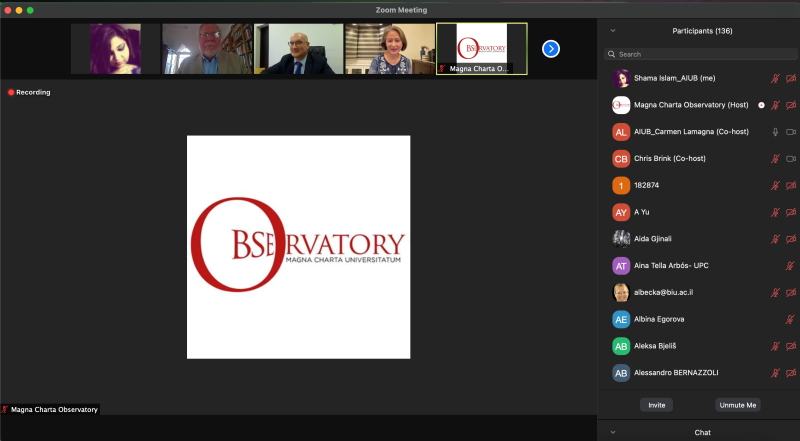 AIUB at the MCO Webinar on “Universities’ Responsibility to Society”