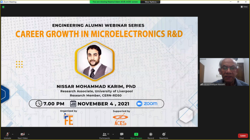 FACULTY OF ENGINEERING (FE) ORGANIZED A WEBINAR TITLED “CAREER GROWTH IN MICROELECTRONICS R&D”