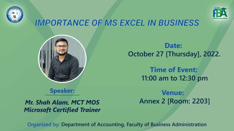 WORKSHOP ON IMPORTANCE OF MS EXCEL IN BUSINESS
