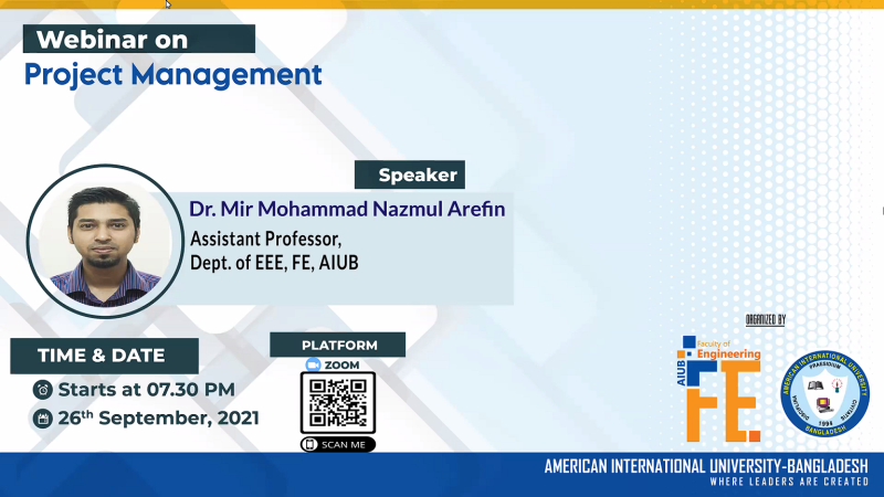 Faculty of Engineering (FE) organized a webinar on Project Management