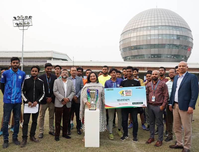 AIUB shines as Runner-Up in the Ispahani Prothom Alo Inter University Football Tournament