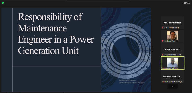 FACULTY OF ENGINEERING ORGANIZED A TECHNICAL SESSION TITLED “RESPONSIBILITES OF MAINTENANCE AND OPERATIONS ENGINEERS AT POWER PLANT”