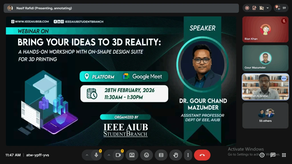 Webinar - “Bring Your Ideas to 3D Reality: A Hands-on Workshop with Onshape Design Suite for 3D Printing”