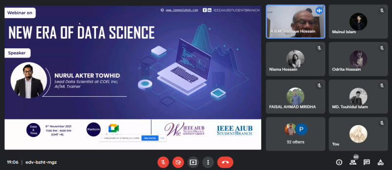 Webinar on “New Era of Data Science”- by IEEE AIUB Student Branch